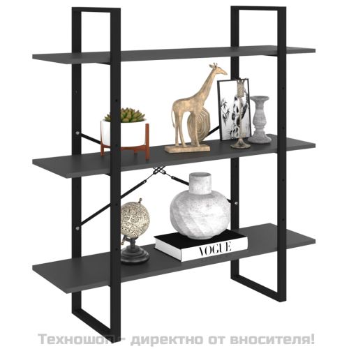 Библиотека, сив, 100x30x105 см, инженерно дърво