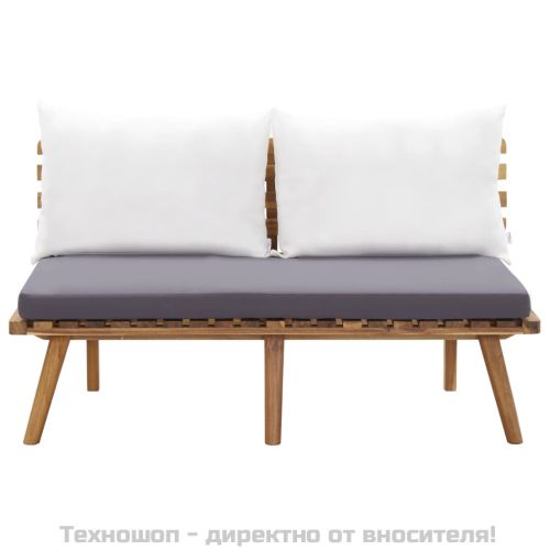 Градински комплект с възглавници, 4 части, акациево дърво масив