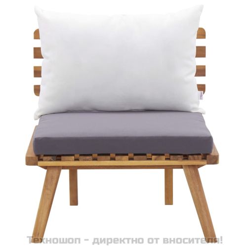 Градински комплект с възглавници, 4 части, акациево дърво масив