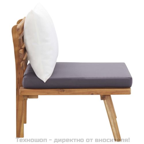 Градински комплект с възглавници, 4 части, акациево дърво масив