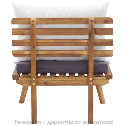 Градински комплект с възглавници, 4 части, акациево дърво масив