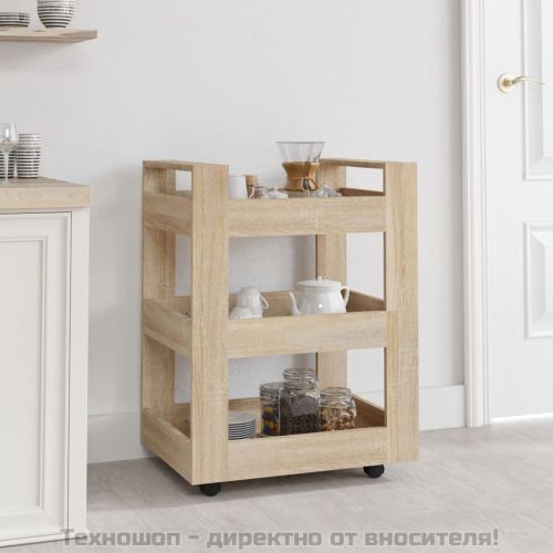 Кухненска количка, дъб сонома, 60x45x80 см, инженерно дърво