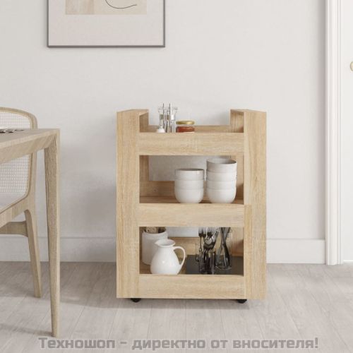 Кухненска количка, дъб сонома, 60x45x80 см, инженерно дърво