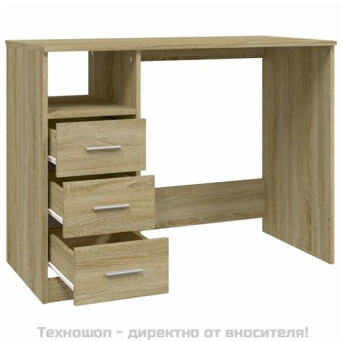 Бюро с чекмеджета, сонома дъб, 102x50x76 см, инженерно дърво