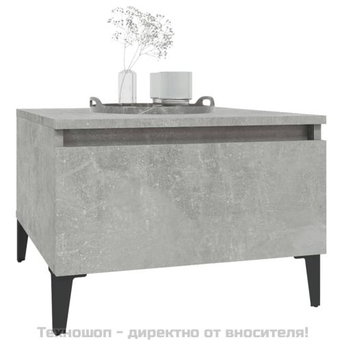 Странична маса, бетонно сива, 50x46x35 см, инженерно дърво