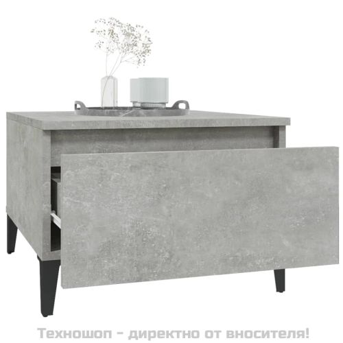 Странична маса, бетонно сива, 50x46x35 см, инженерно дърво