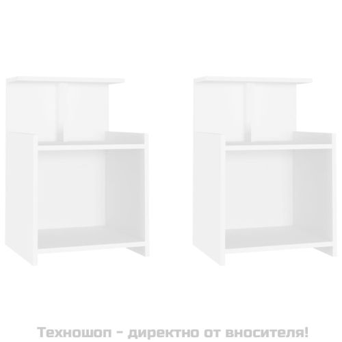 Нощни шкафчета, 2 бр, бели, 40x35x60 см, инженерно дърво