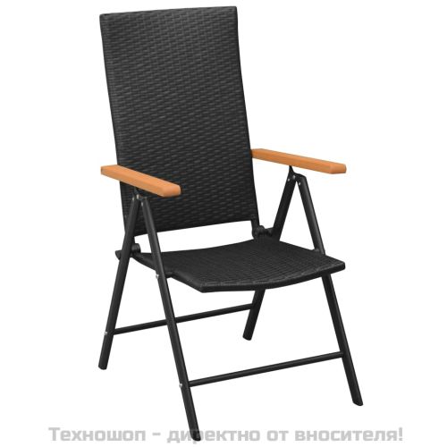 Стифиращи градински столове, 2 бр, полиратан, черни