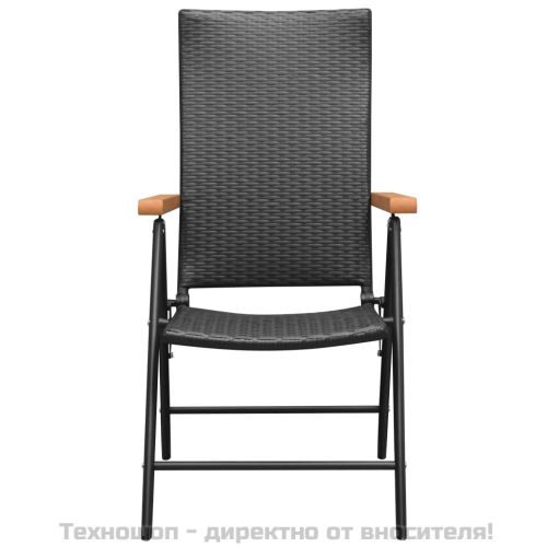 Стифиращи градински столове, 2 бр, полиратан, черни