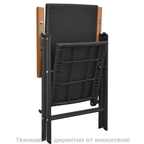 Стифиращи градински столове, 2 бр, полиратан, черни