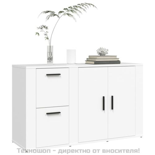 Сайдборд, бял, 100x33x59,5 см, инженерно дърво