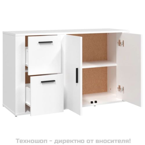 Сайдборд, бял, 100x33x59,5 см, инженерно дърво
