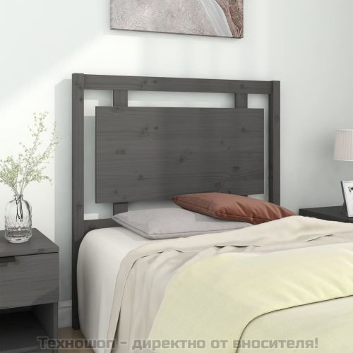 Горна табла за легло, сива, 95,5x4x100 см, бор масив