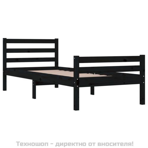 Рамка за легло, черна, масивно дърво, 100х200 см
