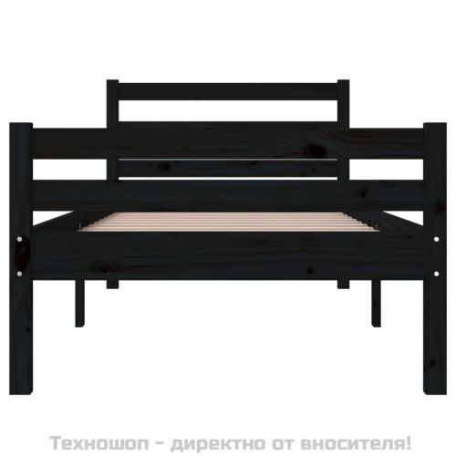 Рамка за легло, черна, масивно дърво, 100х200 см