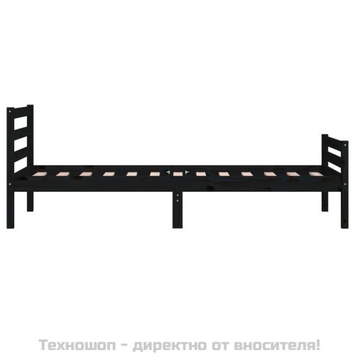 Рамка за легло, черна, масивно дърво, 100х200 см