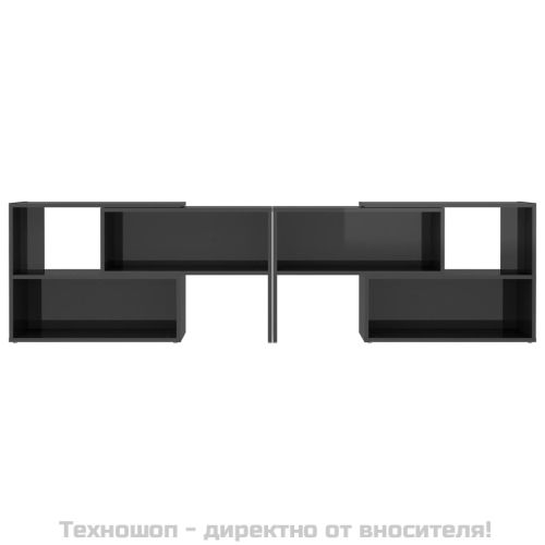 ТВ шкаф, сив гланц, 149x30x52 см, инженерно дърво