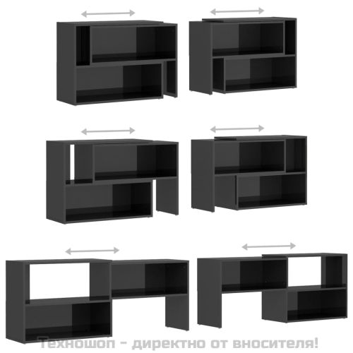 ТВ шкаф, сив гланц, 149x30x52 см, инженерно дърво