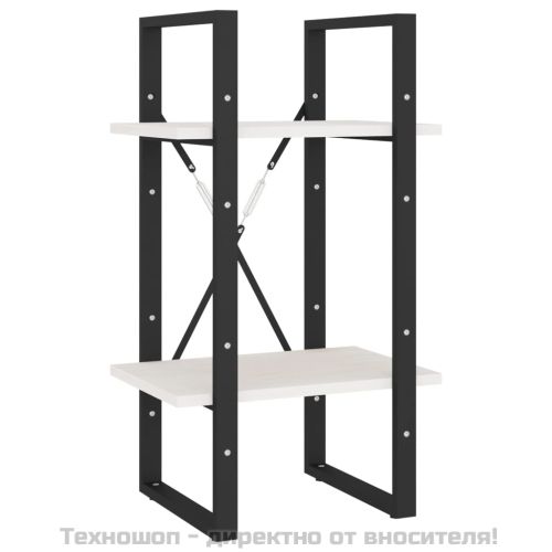 2-етажна библиотека, бяла, 40x30x70 см, борово дърво масив