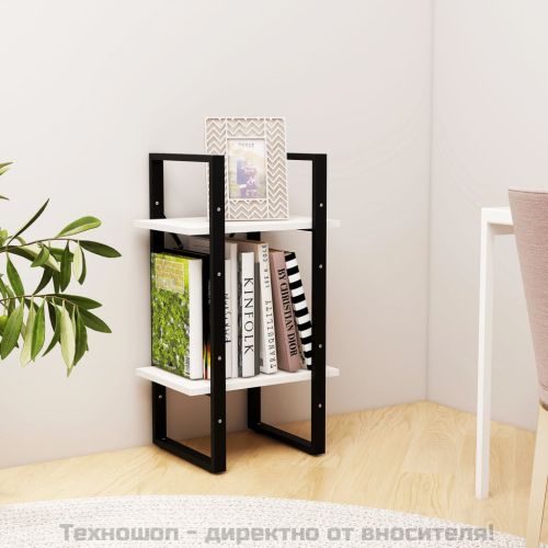 2-етажна библиотека, бяла, 40x30x70 см, борово дърво масив