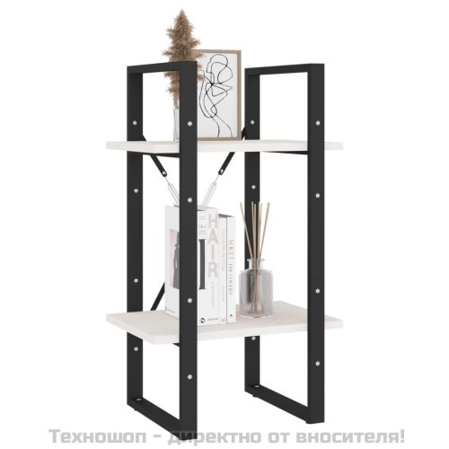 2-етажна библиотека, бяла, 40x30x70 см, борово дърво масив