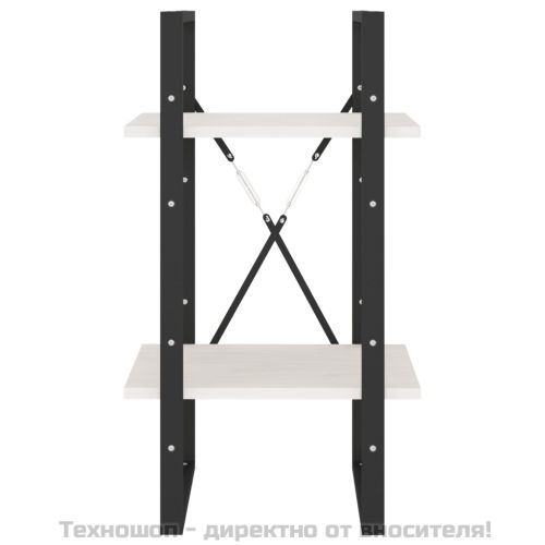 2-етажна библиотека, бяла, 40x30x70 см, борово дърво масив