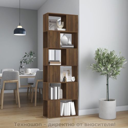 Библиотека/разделител за стая, кафяв дъб, 60x24x186 см
