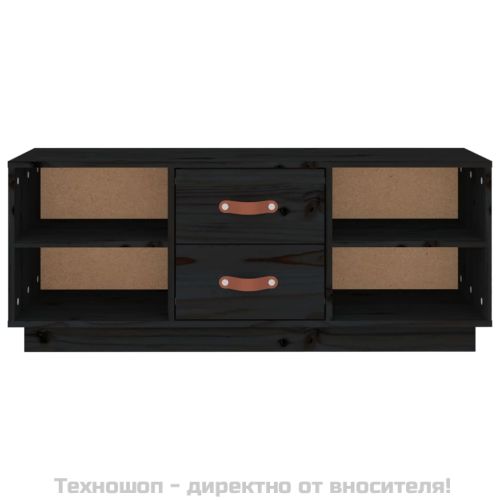 ТВ шкаф, черен, 100x34x40 см, бор масив