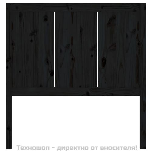 Горна табла за легло, черна, 95,5x4x100 см, бор масив