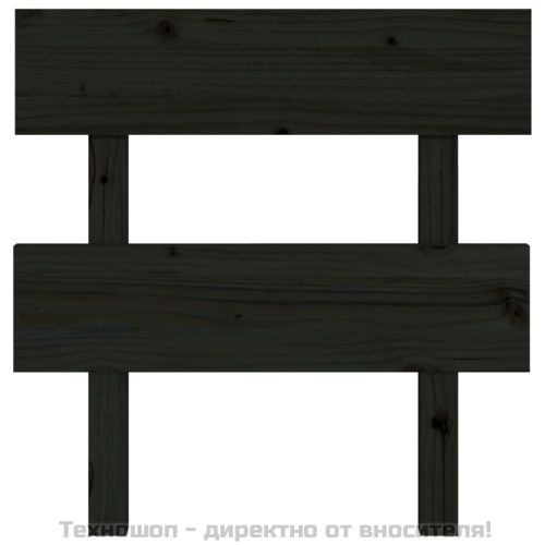 Горна табла за легло, черна, 93,5x3x81 см, бор масив