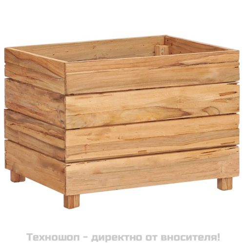 Повдигната леха 50x40x38 см рециклирано тиково дърво и стомана