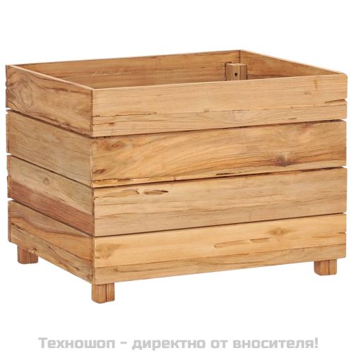 Повдигната леха 50x40x38 см рециклирано тиково дърво и стомана