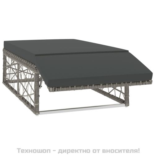 Градински комплект с възглавници, 2 части, полиратан, сив