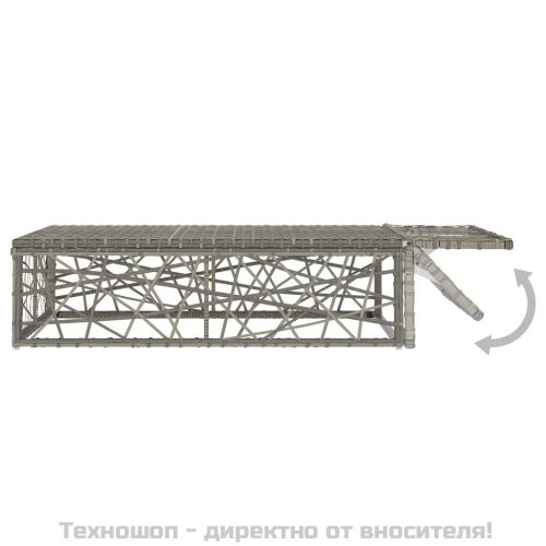 Градински комплект с възглавници, 2 части, полиратан, сив