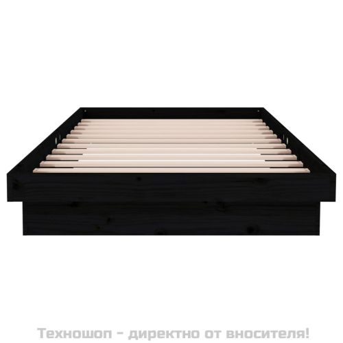 Рамка за легло, черна, масивно дърво, 100х200 см