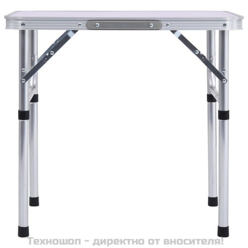 Сгъваема къмпинг маса, бяла, алуминий, 60x45 см
