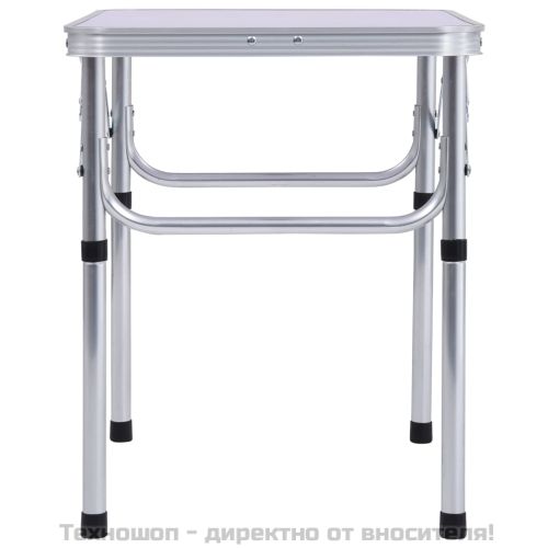 Сгъваема къмпинг маса, бяла, алуминий, 60x45 см