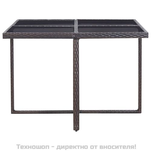 Градински комплект с възглавници, 9 части, кафяв полиратан
