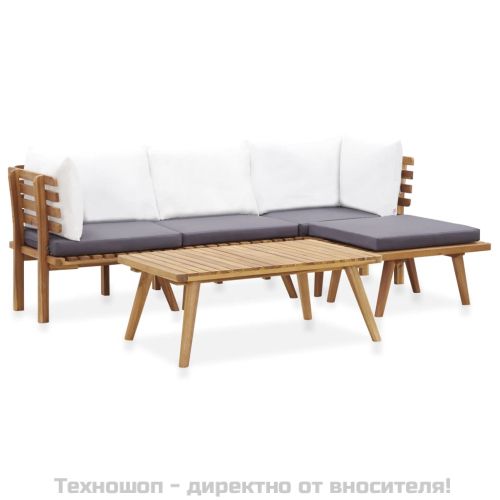 Градински лаундж комплект, 5 части, акация масив