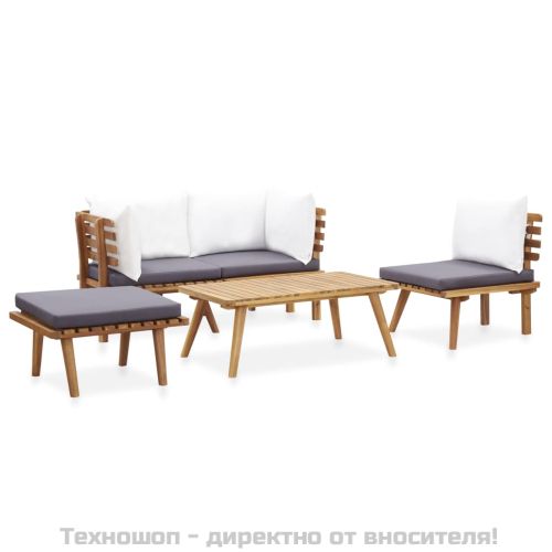 Градински лаундж комплект, 5 части, акация масив