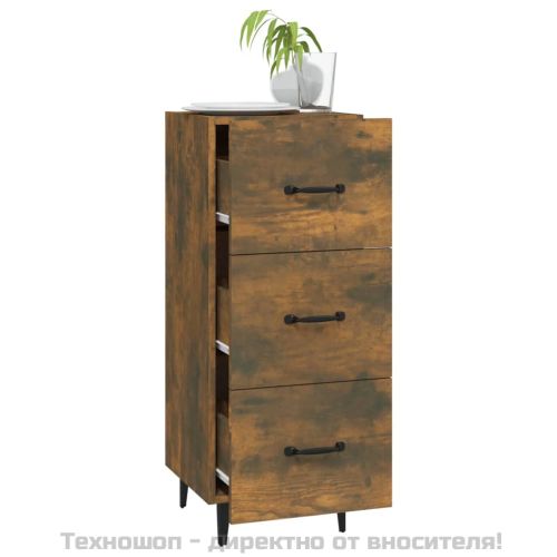 Сайдборд, опушен дъб, 34,5x34x90 см, инженерно дърво