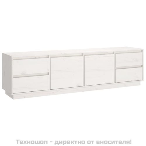 ТВ шкаф, бял, 176x37x47,5 см, бор масив