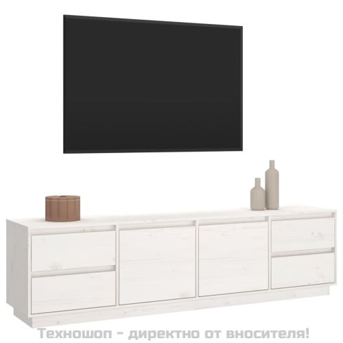 ТВ шкаф, бял, 176x37x47,5 см, бор масив