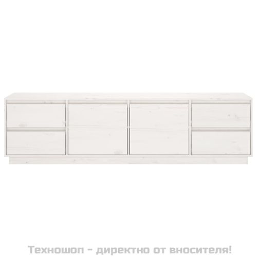 ТВ шкаф, бял, 176x37x47,5 см, бор масив