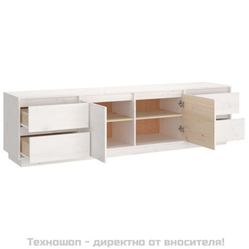 ТВ шкаф, бял, 176x37x47,5 см, бор масив