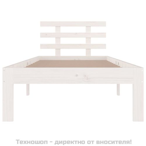 Рамка за легло, бяла, масивно дърво, 90х200 см