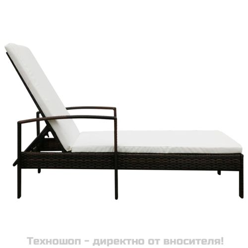 Шезлонг с шалте, кафяв полиратан