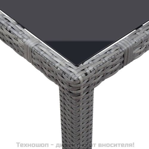 Градински комплект, 7 части, полиратан, сив