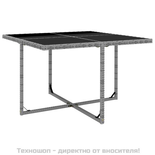 Градински комплект с възглавници, 5 части, полиратан, сив