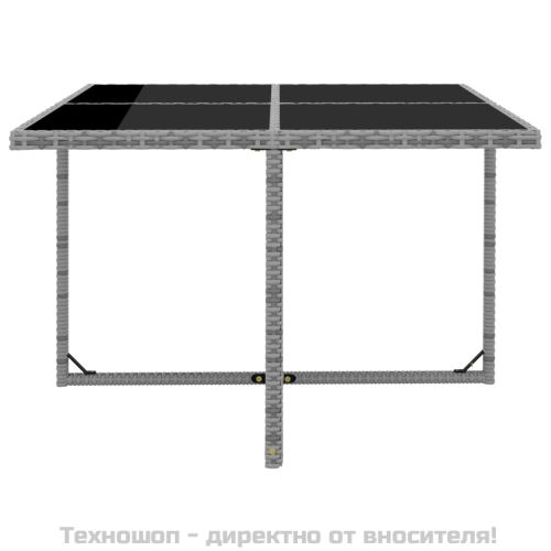 Градински комплект с възглавници, 5 части, полиратан, сив
